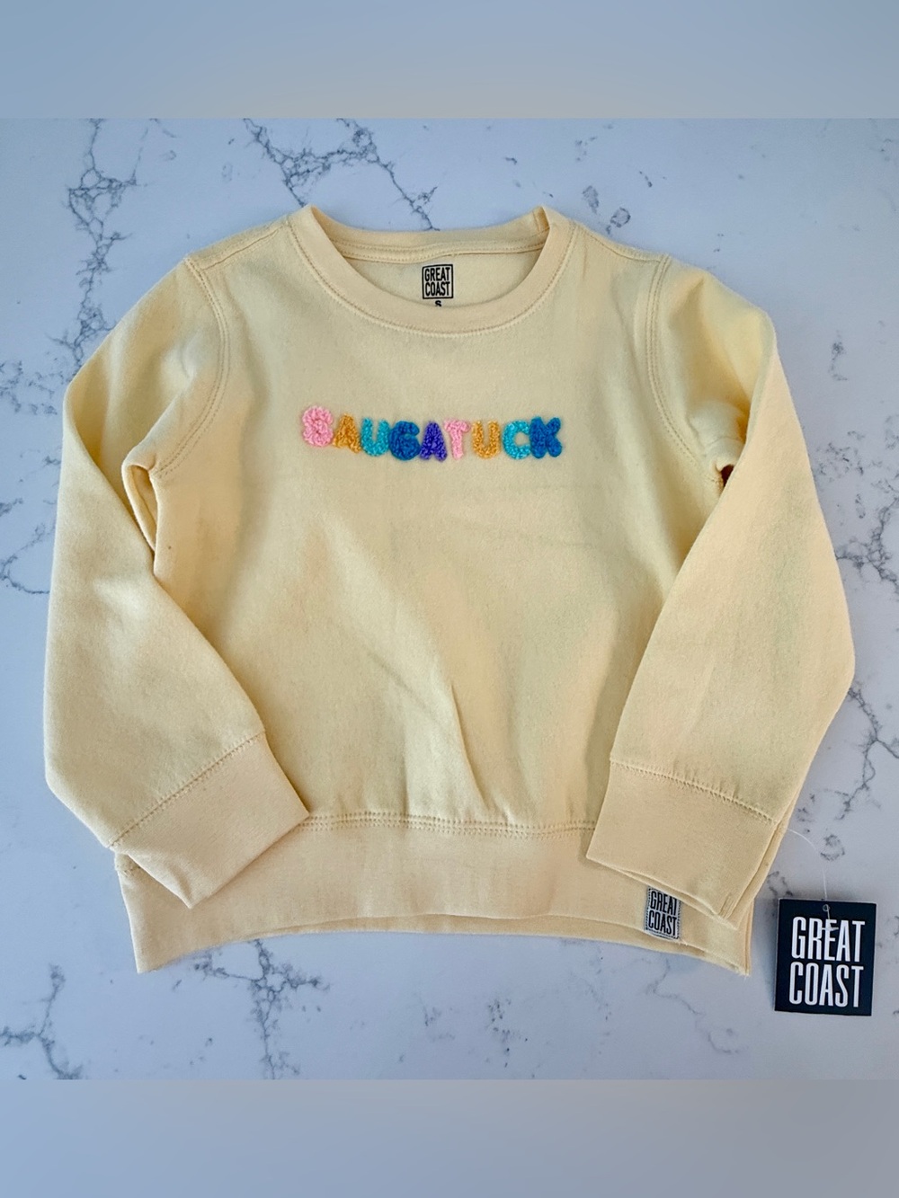NWT Girls Yellow Embroidered 'Saugatuck' Sweatshirt size small